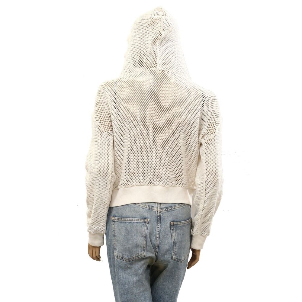 Daily Practice by Anthropologie Embroidered Mesh Hoodie Crochet Fishnet S 287144 - Picture 7 of 9